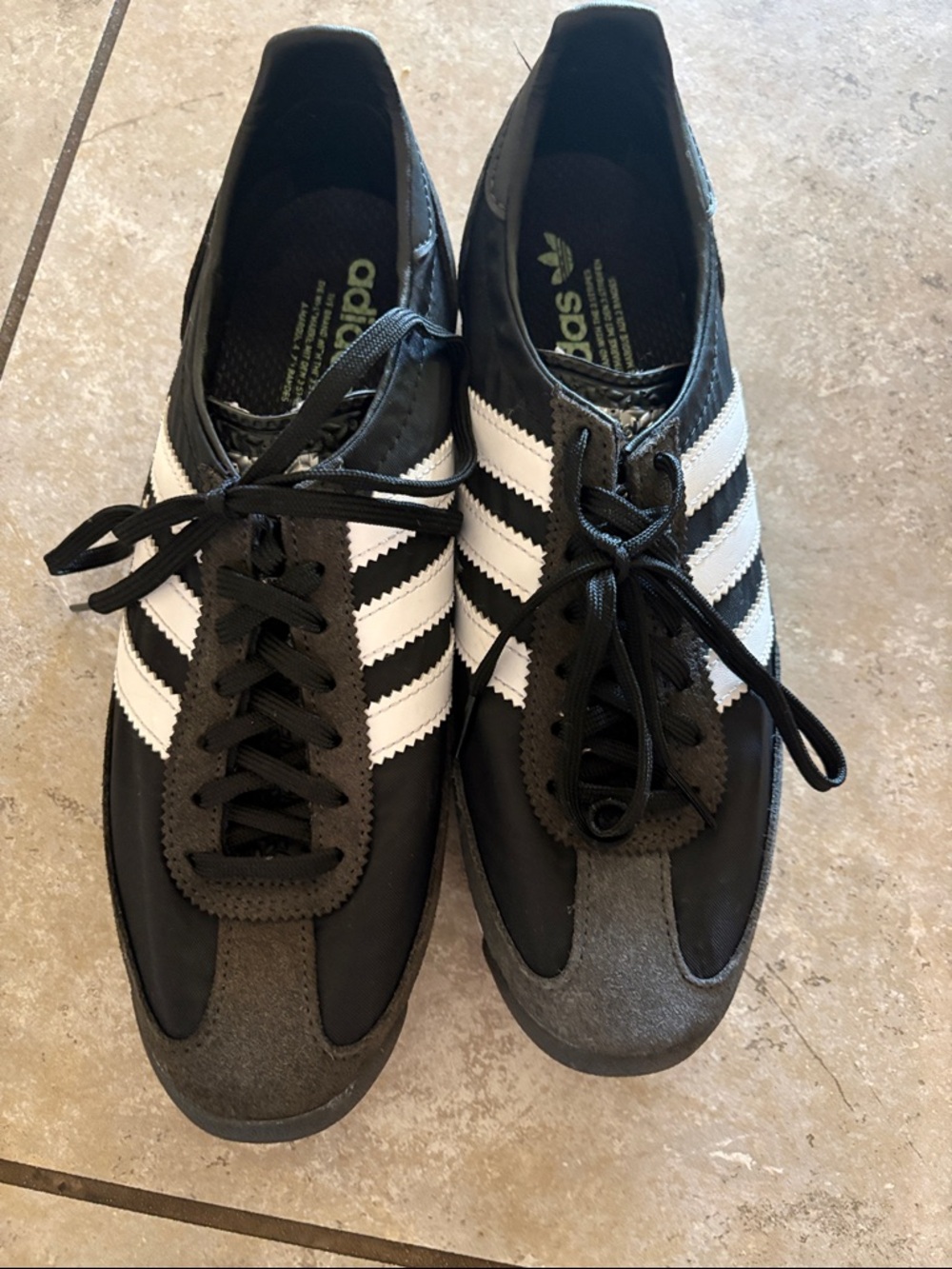 adidas women’s Black & White Retro Three-Stripe Sneakers